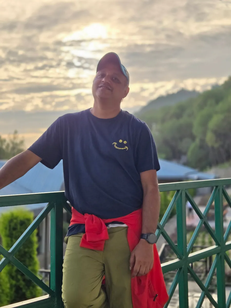 Dr Shashidhar relaxing in the hills at sunset