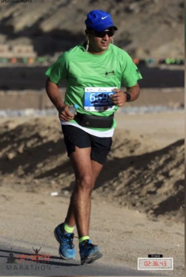 Dr Shashidhar running a marathon